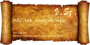 Vétek Szofrónia névjegykártya